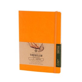 Pentalic PTL-016163-2OR Traveler Pocket Journal Sketch, 6-Inch by 8-Inch, Orange