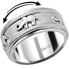 Shop LC Spinner Ring for Women - Spinning Anxiety Ring for Men - Wedding Band 925 Sterling Silver Platinum Plated Animal Elephant Jewelry Stress Relief Gifts for Women Size 9 Engagement Bridal