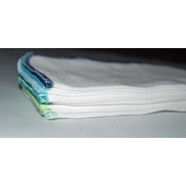 2 Ply 8x8 Inches White Cotton Birdseye Little Wipes Set of 10 Assorted Blues and Greens