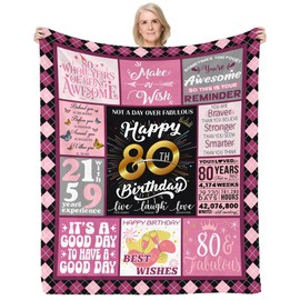 CAPRIFIC 80th Birthday Gifts for Women,Birthday Gifts for Mum,Birthday Presents for Women,Gift Ideas for Women,Birthday Gifts for Her,Wife,Nana,Ladies Birthday Gifts Blanket 150x130CM