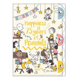 Sunstar Stationery S2153386 Snoopy Clear File, 5 Pockets, Peanuts 75th Anniversary