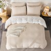 BUPIRD Queen Size Comforter Set Beige Striped 100% Soft Washed
