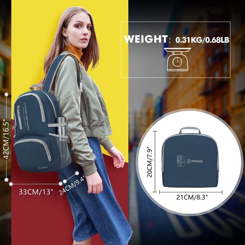 ZOMAKE Foldable Backpacks, Small Waterproof Hiking Daypack, Lightweight Backpack for