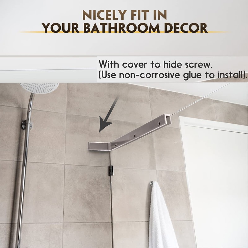 LukLoy Fixed Glass Shower Panel Glass to Wall Support Bar,