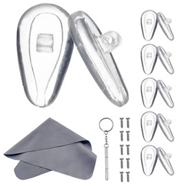 Soft Silicone Tear Bladder Spiral Nose Pad for Optical Glasses, Sunglasses and Presbyopia Glasses - 15mm (5 Pairs) with 3 in 1 Screwdriver Clean Cloth