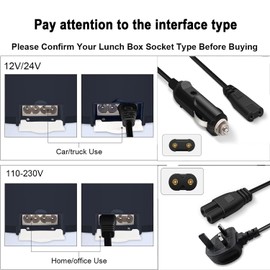 Andmenow 12/24V/Car Use, 230V Home/Office Use Portable Electric Heating Lunch Box Power Cable/Electric Lunch Box Power Cord