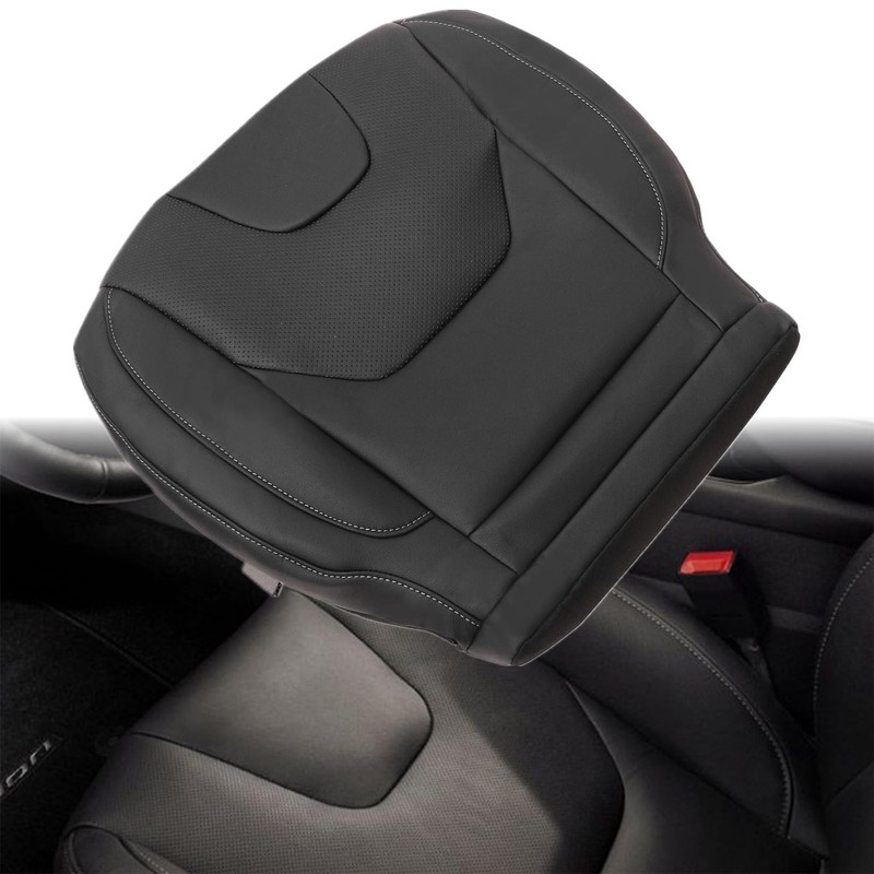 NLQR Front Driver Bottom Replacement Perforated Seat Cover Black Microfiber