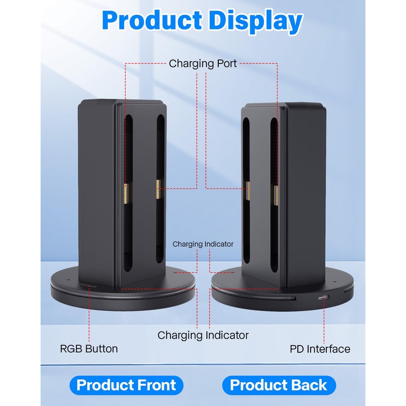 Controller Charger Compatible with Switch 2, Charging Station for JoyCon