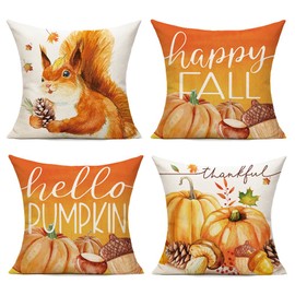 VAKADO Fall Outdoor Throw Pillow Covers 18x18 Set of 4 Decorative Cushion Cases Home Porch Decor for Patio Furniture Couch Bed Sofa,Watercolor Birds Floral Couch Cover