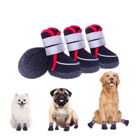 Waterproof Dog Shoes, Paw Protection, Outdoor, Pack of 4, Non-Slip Dog Shoes with Reflective Velcro Fastening, Wear-Resistant Rubber Sole, Dog Boots for Small, Medium and Large Dogs (M)