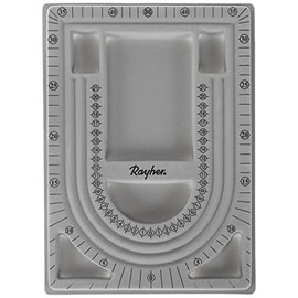 Rayher 8902900 - Piatto di design per perline, 23 x 33 cm, in plastica, con motivo floccato grigio