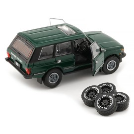 DCD Land Rover Range Rover Classic LSE RHD (Right Hand Drive) Green with Sunroof with Extra Wheels 1/64 Diecast Model Car by BM