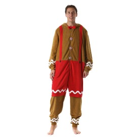 #followme 6446-XL Gingerbread Men's Adult Onesie Mens Pajamas