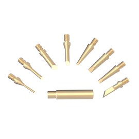 FYSETC 3D Printer Accessories Tool Cleaning: 9Pcs Tips Clean Up Tools with Threaded Adapter for Smoothing Out Melting Trimming Printed Match Standard 936 900M FX-888D Universal Soldering Iron