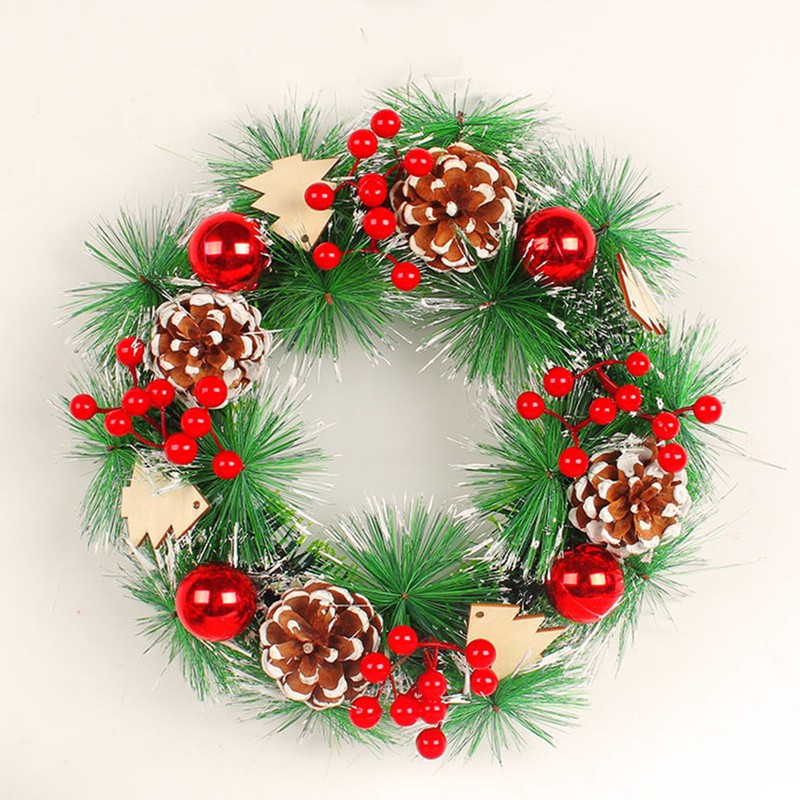 Christmas Wreath Hand Made Simulation Pine Cone Wreath Christmas Gift
