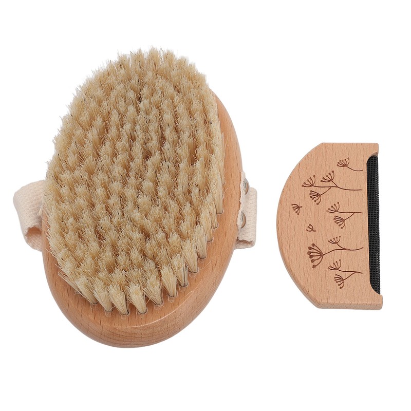 2PCS Set Sweater Cleaning Shaver Set Oval Beech Wood Bristle
