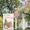 Gnome Hello Spring flowers Garden Flag 12x18 Inch Double Sided