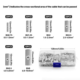 WYYFXY® Pack of 200 Butt Connectors Uninsulated Butt Connectors Made of Copper Cable Crimp Connector BN0.75 / BN1.25 / BN2 / BN3.5 / BN8 Cable Connector for Cable Connecting