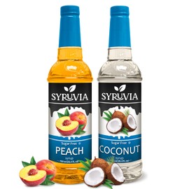 Syruvia Sugar-Free Coconut and Peach Syrup Fruit Favorites Variety Pack - 25.4 oz - Perfect for Cocktails, Desserts, Italian Sodas, Ice and More, Kosher and Gluten-Free.