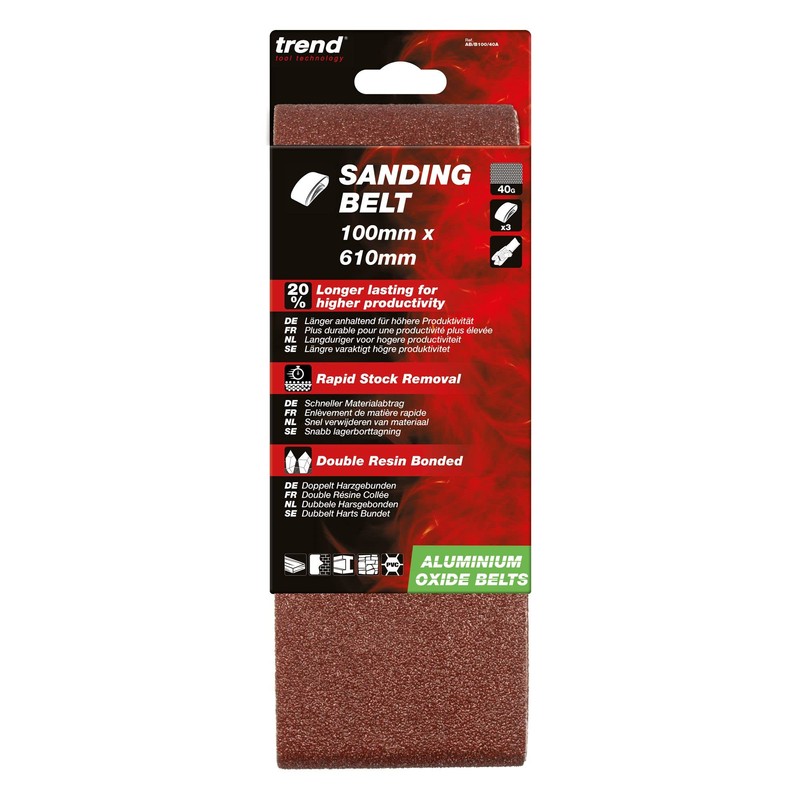 Trend Aluminium Oxide 100 x 610mm 40 Grit Abrasive Sanding