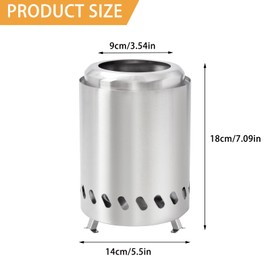 Portable Table Top Fire Pit, Smokeless Stainless Steel Firepit, Mini Outdoor Stove with Stand, Small Fire Pit for Camping, Outdoor & Patio - Wood Burning/Pellet Fueled