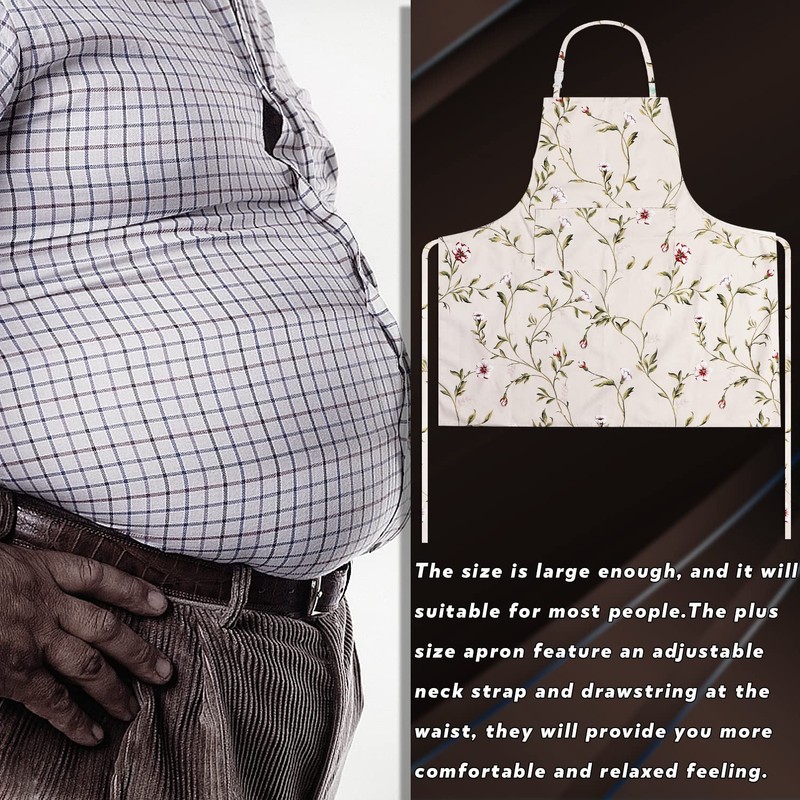 LOLOMLO Oversize Canvas Cotton Apron, Extra Large Aprons with 2
