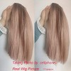 Xiweiya 14Inch Short Straight Hair Bob Wigs Ombre Rose Gold