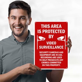 This Area Is Protected By Video Surveillance Security Cameras And Equipment Sign, 10x14 Inches, 55 mil thick HDPS (high density polystyrene), Made in USA by My Sign Center