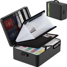 Bolsa de documentos a prueba de fuego de 5200 °F, caja de documentos con bloqueo, aislada, importante organizador de documentos con cierre impermeable, portátil suave para viajes en el hogar, oficina