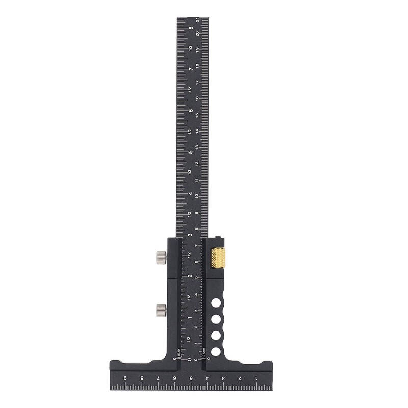 Woodworking Scriber Measuring Tool T Square Ruler Carpentry Multifunctional Aluminum