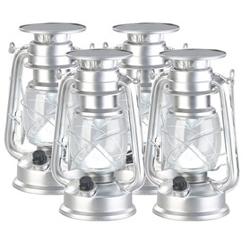 Lunartec Solar Lanterns Camping: Set of 4 Dimmable High-Power Solar LED Storm Lamps, 200 lm, 3 W, Silver (Solar Petroleum Lamp, Outdoor Table Lamp)