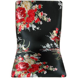 Oriental Furniture Tatami Meditation Backrest Chair - Black & Red Hibiscus
