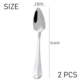 2 Pieces Grapefruit Spoon, Sharp Spoon, Kiwi Spoon, Stainless Steel Spoon, Dessert Spoon, Spatula, Serrated Spoon, Fruit Spoon (Silver)