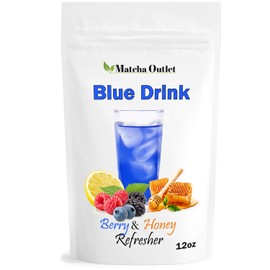 Blue Drink Spirulina Powder, Berry & Honey Refresher-Natural Superfood 12oz- Blue Drink Mix, Natural Food Colorant, Perfect for Ice Mix, Yogurts, Baked Treats, and Juices. Make your food fun