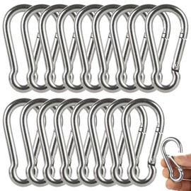 Aselected 16Pcs Carabiner Clip M6X60Mm Small Carabiner Clips 304 Stainless Steel Snap Hooks For Outdoor, Camping, Hiking, Hooks