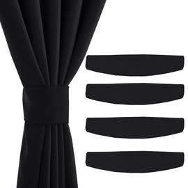NICETOWN Magnetic Curtain Tiebacks - Modern Unique Upgraded Design Decorative Drape Tie Backs Holder for Window Draperies, No Tools Required (Black, 11.8 X 4 Inches, Set of 4)