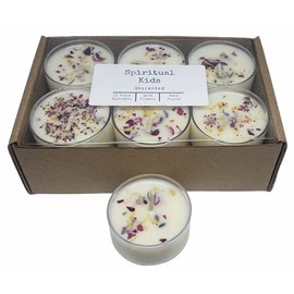 Unscented Tealights 12ct Natural Soy Wax Hand Poured With Dried Flowers | Wedding Favors | Decorations |