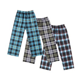 Ekouaer - Pantalones de pijama para niños, paquete de 3 pantalones de dormir, cintura elástica suave, pantalones de pijama a cuadros con 2 bolsillos, Patrón 16, 6-7 Años