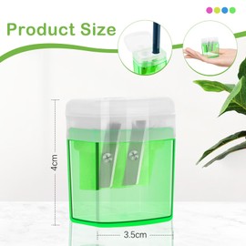 Pack of 4 Pencil Sharpeners with Container, Double Pencil Sharpener with Container Lid, Double Hole Plastic Pencil Sharpener for School, Office, Office, Students, Travel