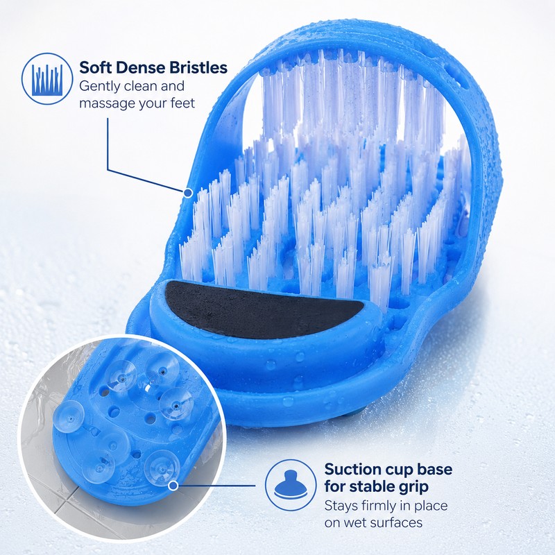 Shower Foot Scrubber for Easy Cleaning – Suction-Cup Foot Brush
