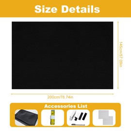 Window Blackout 200 x 145 cm, Blackout Roller Blind No Drilling, Opaque Sun Protection Roof Window Blackout, Blackout Fabric, Heat Protection Outdoor for Bedroom, Motorhome, Car, Travel