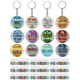 Janmercy 120 Pcs Acrylic Christian Keychain Floral Bible Verse Keychain Religious Scripture Gifts Jewelry Gifts for Women Men (Rustic)