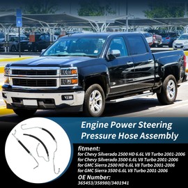 PARSKILO No.365453/358980/3401941 Power Steering Pressure Hose for Chevy Silverado 2500HD 3500 6.6L V8 Turbo 2001-2006 Power Steering Line for GMC Sierra 2500HD 3500 6.6L V8 Turbo 2001-2006