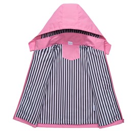 IjnUhb Kids Rain Jacket Boys Girls Waterproof Hooded RainCoat Toddler Windbreaker Unisex Lightweight Rain Coat(Solid Pink,10-12Years)