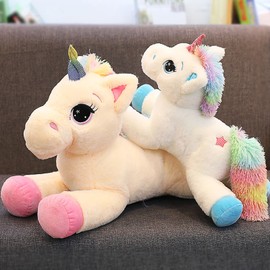 Trayosin Plush Unicorn Cuddly Toy 40/60 cm High Super Soft Unicorn Cushion Soft Toy Cute Plush Toy for Children Girls Doll Gift (White Blue, 60 cm)