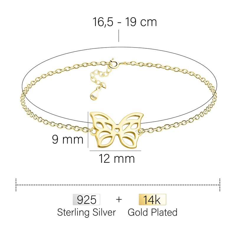 Sofia Milani - Women's Bracelet 925 Silver Butterfly Pendant, Yellow