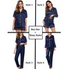 SWOMOG Women 4Pcs Silk Pajamas Set Button Down Sleepwear Loungewear