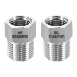 sourcing map 2pcs 304 Stainless Steel Reducer Bushing 3/8" NPT Male x 1/4" NPT Female Hex Bushings Pipe Fittings Reducing Cast Pipe Adapter for Air Water Oil Gas Tube