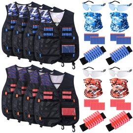 Sosation 12 Sets Tactical Vest Kit Compatible with Nerf Party Favor, Face Mask Wrist Ammo Holder Toy Gift
