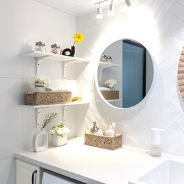 Mkono Macrame Storage Baskets Boho Decor Box Handmade Woven Decorative Countertop Toilet Tank Shelf Cabinet Organizer for Bedroom Livingroom Home, Set of 2, Brown